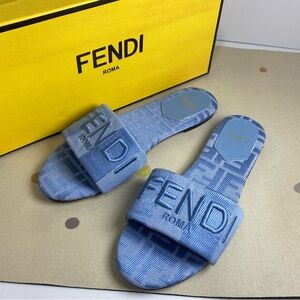 Fendi Women's Blue Slide Sandals
